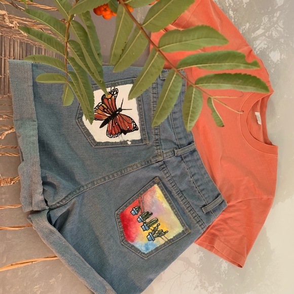 Painted jean shorts - Picture 4 of 7